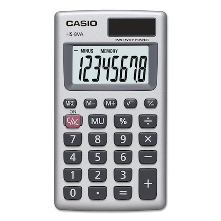 Casio HS-8VA Handheld Calculator, 8-Digit LCD, Silver HS-8VA